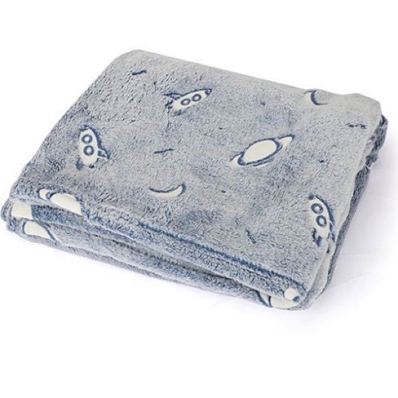 Blue Planet Glow in the Dark Flannel Throw Blanket - Picture 2 of 5